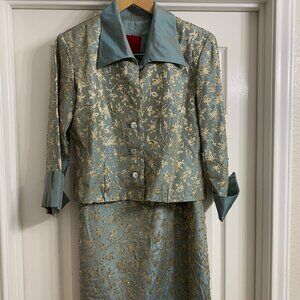 JS Collections Women's Petite Beaded Skirt/Jacket Set Size 12P